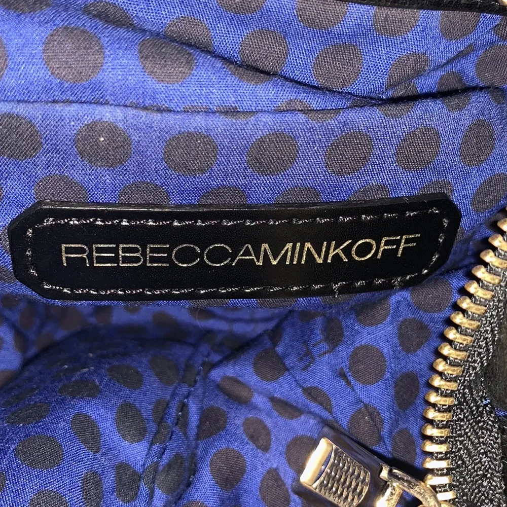 REBECCA MINKOFF BLACK LEATHER GOLD STUDDED HANDBAG - Picture 4 of 10